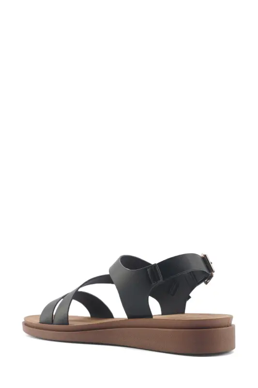 166925.z5fx Qora Ayollar Comfort Sandalet - 3