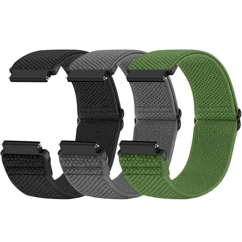 Relting Compatible with 16mm 18mm 19mm 20mm 22mm 24mm Watch Bands Quick Release Replacement Wristband,Adjustable Stretchy Nylon Solo Loop Straps Fabric Braided Sport Elastic Bands for Men Women - 1