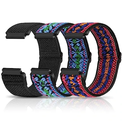 Relting Compatible with 16mm 18mm 19mm 20mm 22mm 24mm Watch Bands Quick Release Replacement Wristband,Adjustable Stretchy Nylon Solo Loop Straps Fabric Braided Sport Elastic Bands for Men Women - 1