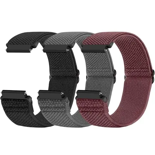 Relting Compatible with 16mm 18mm 19mm 20mm 22mm 24mm Watch Bands Quick Release Replacement Wristband,Adjustable Stretchy Nylon Solo Loop Straps Fabric Braided Sport Elastic Bands for Men Women - 1