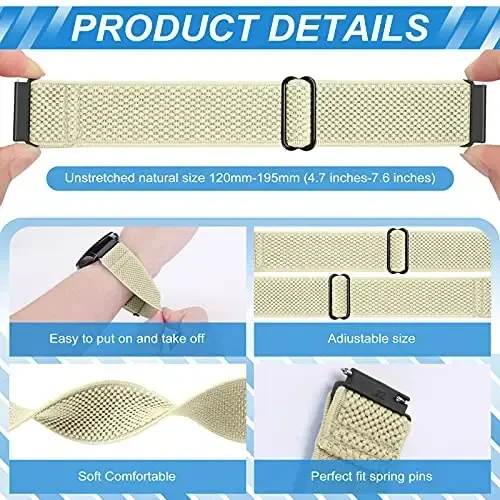 Relting Compatible with 16mm 18mm 19mm 20mm 22mm 24mm Watch Bands Quick Release Replacement Wristband,Adjustable Stretchy Nylon Solo Loop Straps Fabric Braided Sport Elastic Bands for Men Women - 2