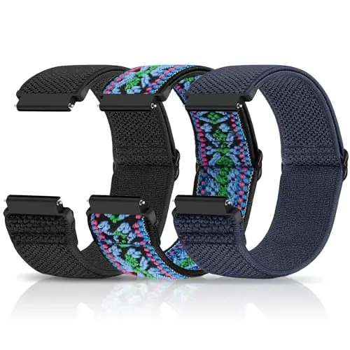 Relting Compatible with 16mm 18mm 19mm 20mm 22mm 24mm Watch Bands Quick Release Replacement Wristband,Adjustable Stretchy Nylon Solo Loop Straps Fabric Braided Sport Elastic Bands for Men Women - 1