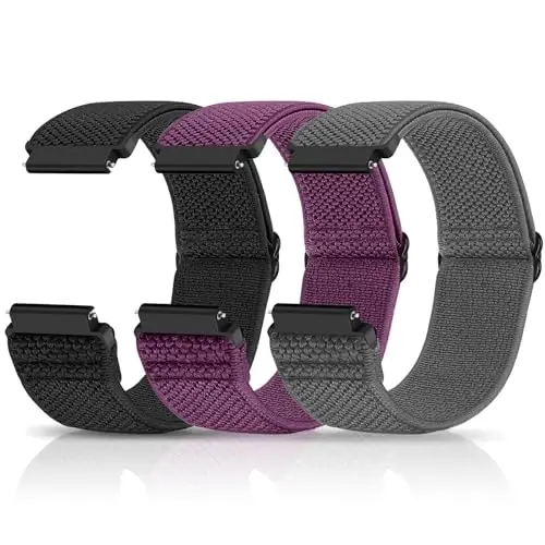 Relting Compatible with 16mm 18mm 19mm 20mm 22mm 24mm Watch Bands Quick Release Replacement Wristband,Adjustable Stretchy Nylon Solo Loop Straps Fabric Braided Sport Elastic Bands for Men Women - 1