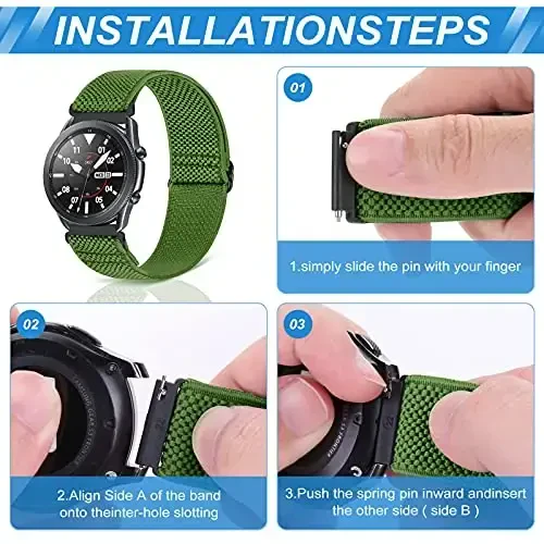 Relting Compatible with 16mm 18mm 19mm 20mm 22mm 24mm Watch Bands Quick Release Replacement Wristband,Adjustable Stretchy Nylon Solo Loop Straps Fabric Braided Sport Elastic Bands for Men Women - 3