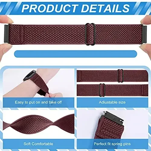 Relting Compatible with 16mm 18mm 19mm 20mm 22mm 24mm Watch Bands Quick Release Replacement Wristband,Adjustable Stretchy Nylon Solo Loop Straps Fabric Braided Sport Elastic Bands for Men Women - MODAZONE (1)