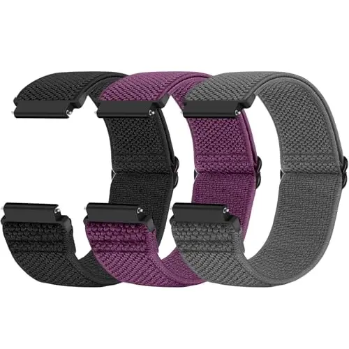 Relting Compatible with 16mm 18mm 19mm 20mm 22mm 24mm Watch Bands Quick Release Replacement Wristband,Adjustable Stretchy Nylon Solo Loop Straps Fabric Braided Sport Elastic Bands for Men Women - RELTING