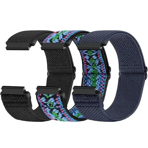 Relting Compatible with 16mm 18mm 19mm 20mm 22mm 24mm Watch Bands Quick Release Replacement Wristband,Adjustable Stretchy Nylon Solo Loop Straps Fabric Braided Sport Elastic Bands for Men Women 