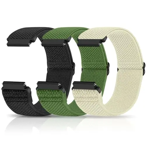 Relting Compatible with 16mm 18mm 19mm 20mm 22mm 24mm Watch Bands Quick Release Replacement Wristband,Adjustable Stretchy Nylon Solo Loop Straps Fabric Braided Sport Elastic Bands for Men Women - 1