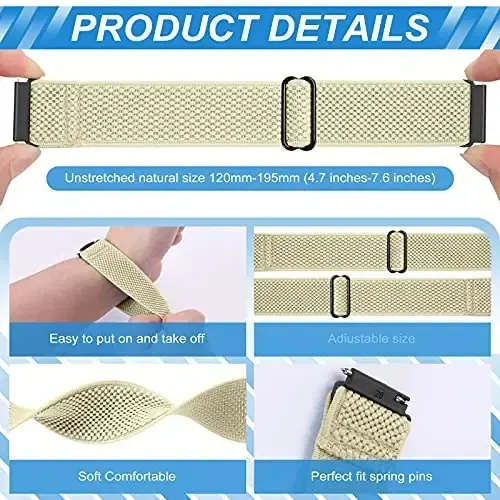 Relting Compatible with 16mm 18mm 19mm 20mm 22mm 24mm Watch Bands Quick Release Replacement Wristband,Adjustable Stretchy Nylon Solo Loop Straps Fabric Braided Sport Elastic Bands for Men Women - Relting (1)