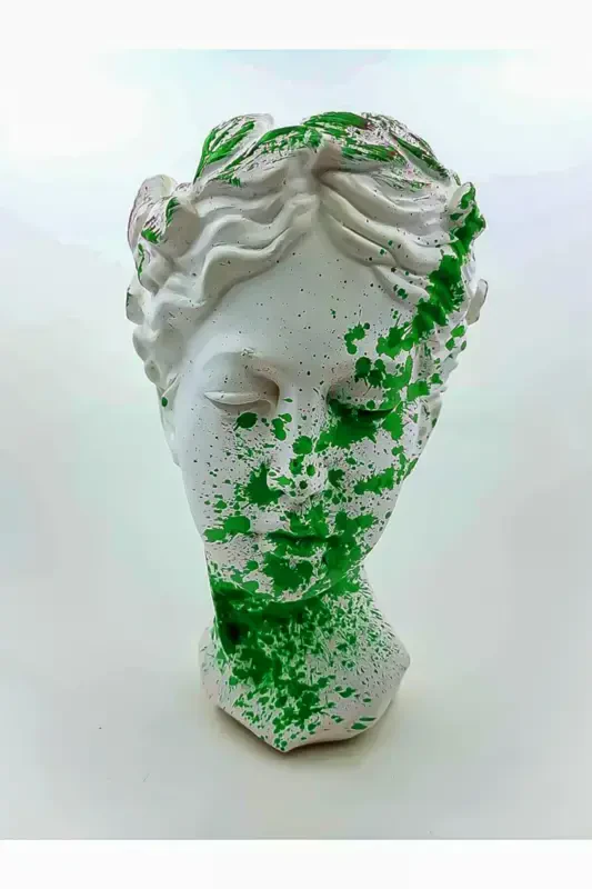 17 Cm Big Helen Statue Antique Bust Green Concept Vase Pot Green-White-Green - Modazone