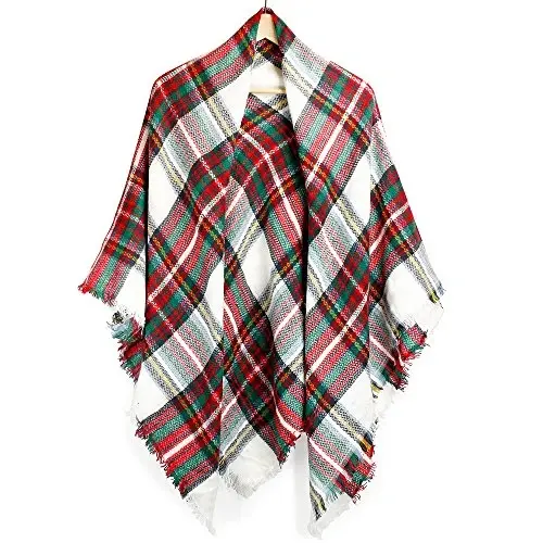OCT17 Plaid Scarf Women PasModazoneina Wrap Large Warm Soft Shawl Winter Fall Scarves 