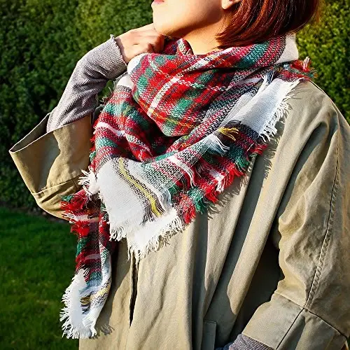 OCT17 Plaid Scarf Women PasModazoneina Wrap Large Warm Soft Shawl Winter Fall Scarves - 5