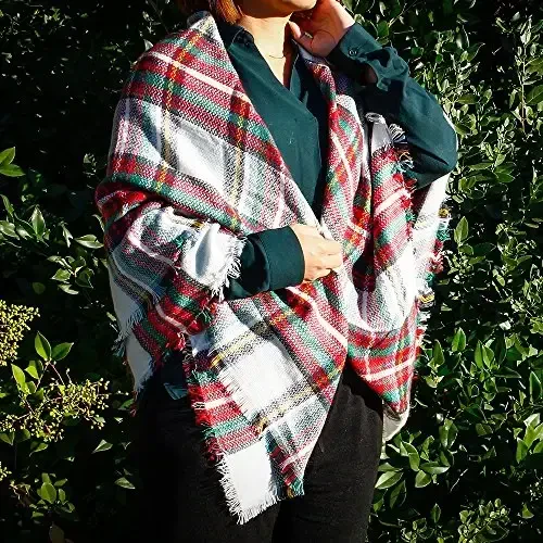 OCT17 Plaid Scarf Women PasModazoneina Wrap Large Warm Soft Shawl Winter Fall Scarves - 6