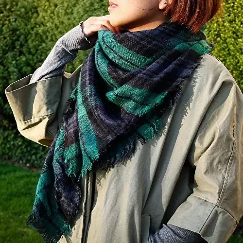 OCT17 Plaid Scarf Women PasModazoneina Wrap Large Warm Soft Shawl Winter Fall Scarves - 7
