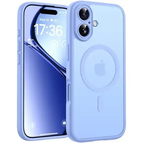 TOCOL for 17 Case, Full Camera Protection, Built-in Magnetic Ring, Compatible with Magsafe Charger, Drop Protection, Translucent Matte Phone Case for 17 6.3 inch (Light Blue) 