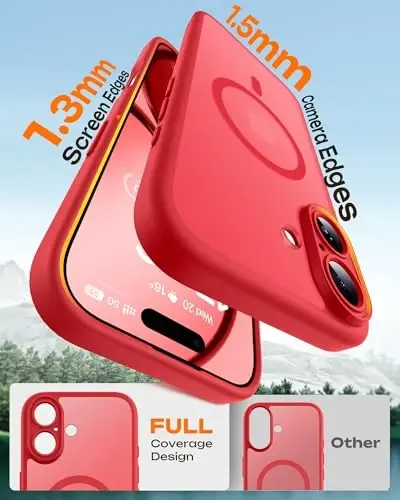 TOCOL for 17 Case, Full Camera Protection, Built-in Magnetic Ring, Compatible with Magsafe Charger, Drop Protection, Translucent Matte Phone Case for Phone 17 6.3 inch (Red) - 6