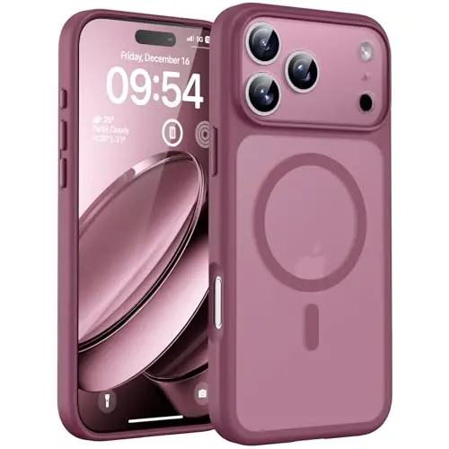 17 Pro Kılıfı için TOCOL, Tam Kamera Koruması, Dahili Manyetik Halka, Magsafe Şarj Cihazı ile Uyumlu, Düşme Koruması, 17 Pro 6.3 inç için Yarı Saydam Mat Telefon Kılıfı (Erik) 