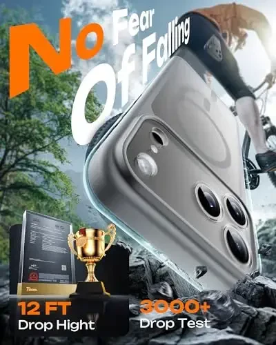 TOCOL for 17 Pro Max Case, Full Camera Protection, Built-in Magnetic Ring, Compatible with Magsafe Charger, Translucent Matte Phone Case for 17 ProMax 6.9 inch (Gray) - 6