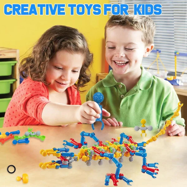 170 Pcs STEM Building Toys for Kids Ages 4-8, Building Blocks Educational Construction Engineering Building Kit for Age 3 4 5 6 7 8 9 Year Old Creative Kids Games, Christmas Birthday Gifts Boys Girls - AFOMIDA (1)