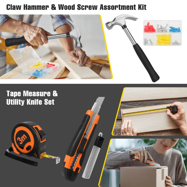 171 Piece Household Tool Kit/Mechanics Tool Set, Socket Wrench Auto Repair Tool Combination Package 1/4