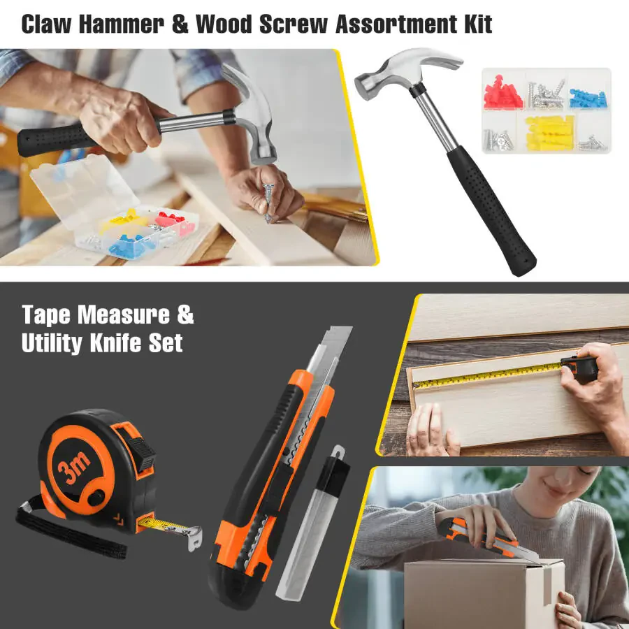 171 Piece Household Tool Kit/Mechanics Tool Set, Socket Wrench Auto Repair Tool Combination Package 1/4