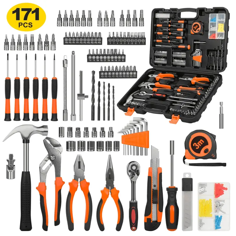 171 Piece Socket Wrench Auto Repair Tool Combination Package 1/4
