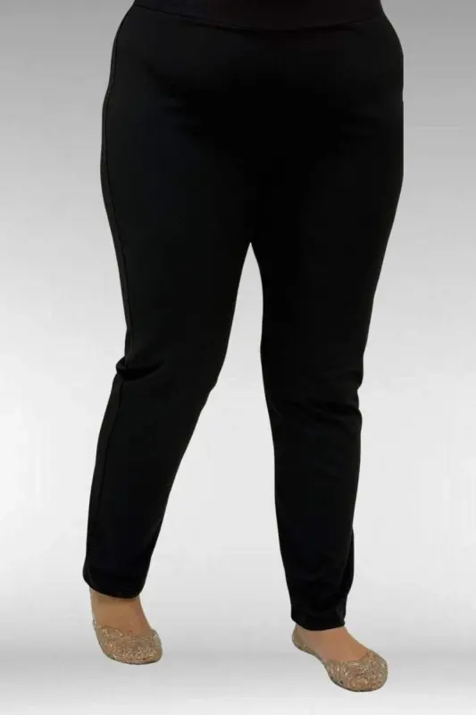 1727 Büyük Beden Uzunkol Tesettür Mayo Takım - Yaprak Desen Mavi-Siyah - 3