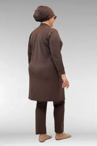 1732 Katta o‘lchamli, yoqali, zanjirli mayo - Jigarrang - 4