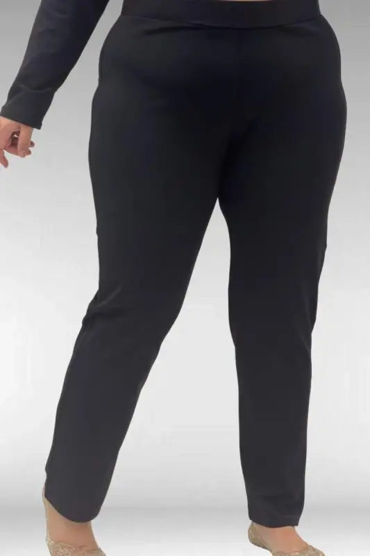 1739 Büyük Beden Önü Taş Baskılı Uzunkol Tesettür Mayo - Siyah - 2