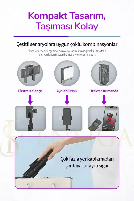 175 Cm Uzaktan Kumandalı Canlı Yayın Bluetooth Standlı Selfie Çubuğu Tripod-K28 - 3
