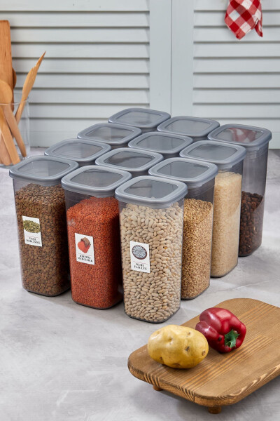 1750 ml Labelled Mega Size 12-Piece Food Storage Container Set - 12