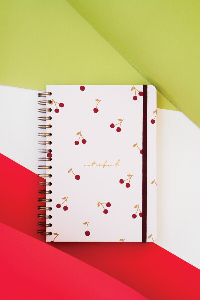 17x24 Cm Hard Cover Notebook with Elastic Closure, Dotted, Cherry - 2