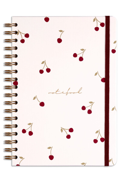 17x24 Cm Hard Cover Notebook with Elastic Closure, Dotted, Cherry - 4