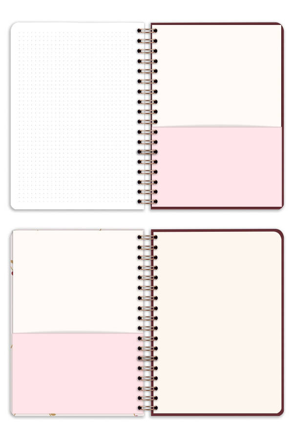 17x24 Cm Hard Cover Notebook with Elastic Closure, Dotted, Cherry - 6