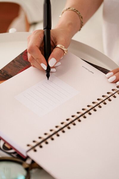 17x24 Cm Hard Cover Notebook with Elastic Closure, Dotted, Cherry - 11