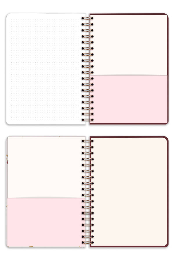17x24 Cm Hard Cover Notebook with Elastic Closure, Dotted, Cherry - 14