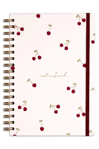 17x24 Cm Hard Cover Notebook with Elastic Closure, Dotted, Cherry - 5