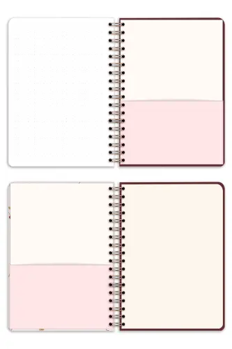 17x24 Cm Hard Cover Notebook with Elastic Closure, Dotted, Cherry - 7