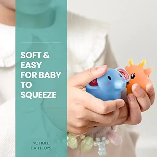 Hely Cancy Infant Bath Toys for 18 Months - No Hole Animal Bathtub Toys, Baby Bath Tub Toys - 4