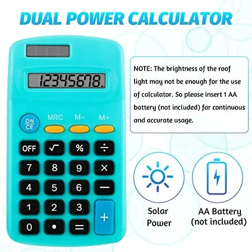 9 Pieces Operation Pocket Size Student Function Calculator Mini Colorful Basic Solar Battery Calculator Bulk for Student School Home Office Desktop Accounting Tools - 4