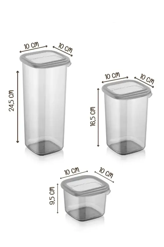 18-Piece Labelled Square Food Storage Container Set x6 (550ml-1200ml-1750ml) Hard Lidded Jar - 5