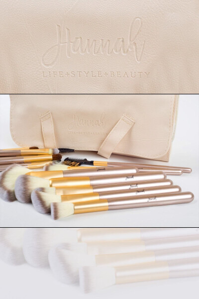 18 Piece Makeup Brush Set Cream - 5