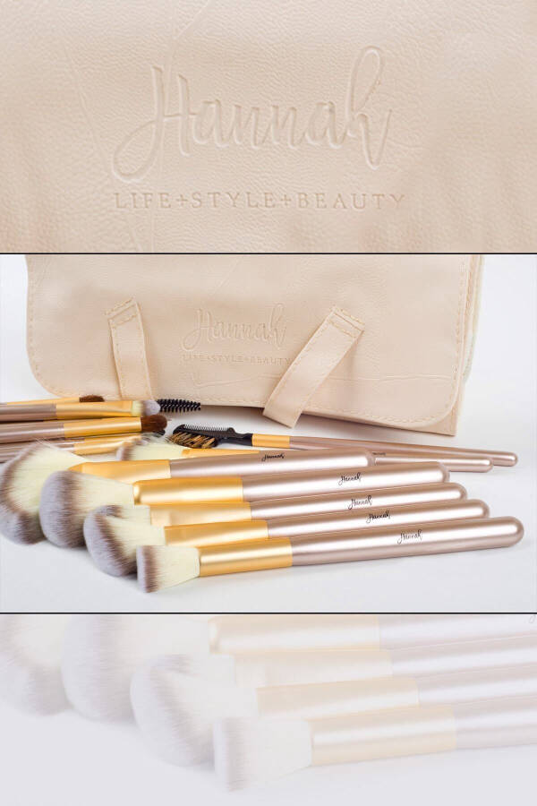 18 Piece Makeup Brush Set Cream - 5