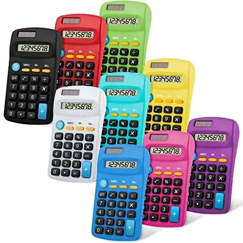 18 Pieces Operation Pocket Size Student Function Calculator Mini Colorful Basic Solar Battery Calculator Bulk for Student School Home Office Desktop Accounting Tools 