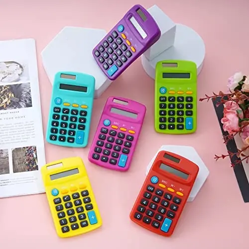 18 Pieces Pocket Calculator,Pocket Size Mini Calculators,8 Digit Display Basic Calculator,Solar Battery Dual Power Desktop Calculators for Students Kids Home Office (Multicolor, 18 Pieces) - 5