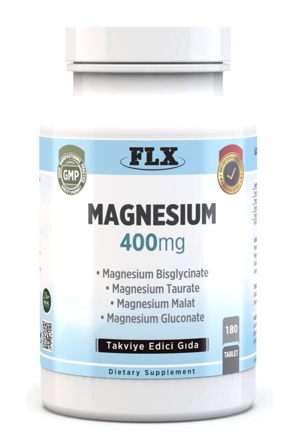 180 Tablet Magnezyum Bisglisinat Malat Taurat Glukonat Magnezyum Elementleri 400 Mg - 1