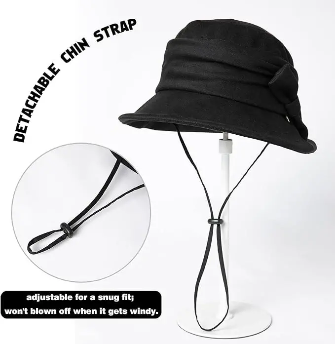 1920S Vintage Cloche Bucket Hat Packable Ladies Church Derby Party Fashion Floopy Winter 55-64CM - 5