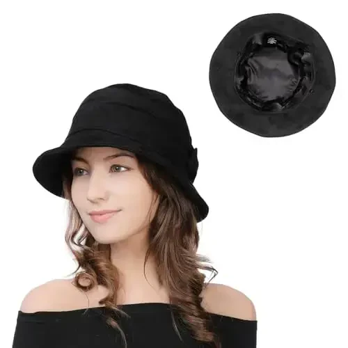 1920S Vintage Cloche Bucket Hat Packable Ladies Church Derby Party Fashion Floopy Winter 55-64CM 