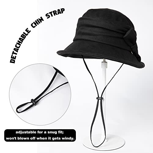 1920S Vintage Cloche Bucket Hat Packable Ladies Church Derby Party Fashion Floopy Winter 55-64CM - 4