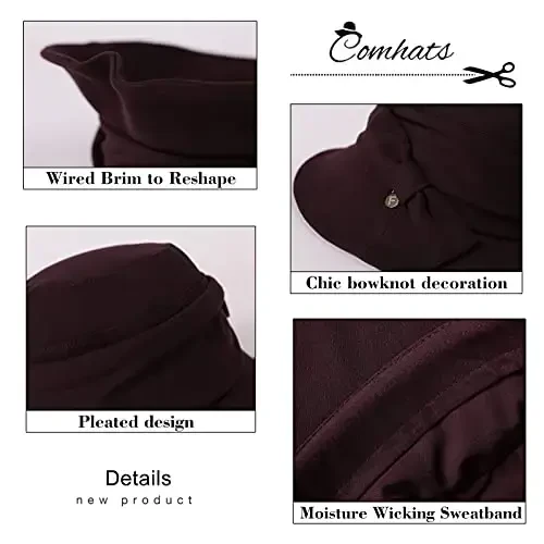 1920S Vintage Cloche Bucket Hat Packable Ladies Church Derby Party Fashion Floopy Winter 55-64CM - 5
